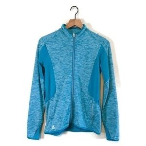 Adidas Golf Mixed Media Full Zip Track Jacket Solar Blue White Womens size Small